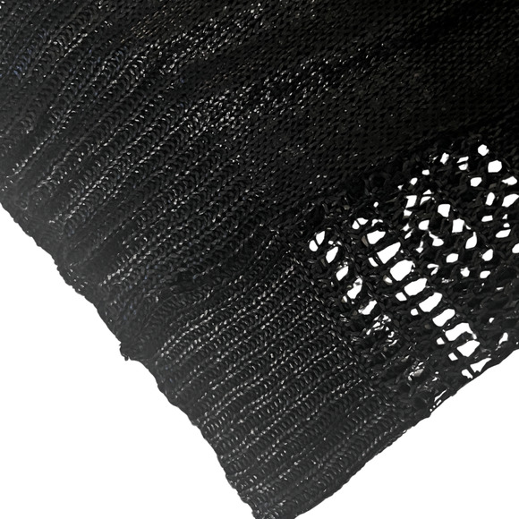 Rock & Republic Black Open Knit Sweater Metallic Sheen V Neck Pullover S - Picture 4 of 4